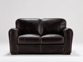 Sofás 2 plazas de cuero sintético 160x86x84 cm - color marrón oscuro - diseño clásico para salón