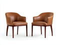 Sillas de comedor cuero sintético y madera 60x58x82 cm - Camel-Marrón oscuro - Diseño envolvente moderno