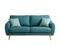 Sofás 2 plazas tela texturizada 168x84x80 cm - azul turquesa - patas de madera
