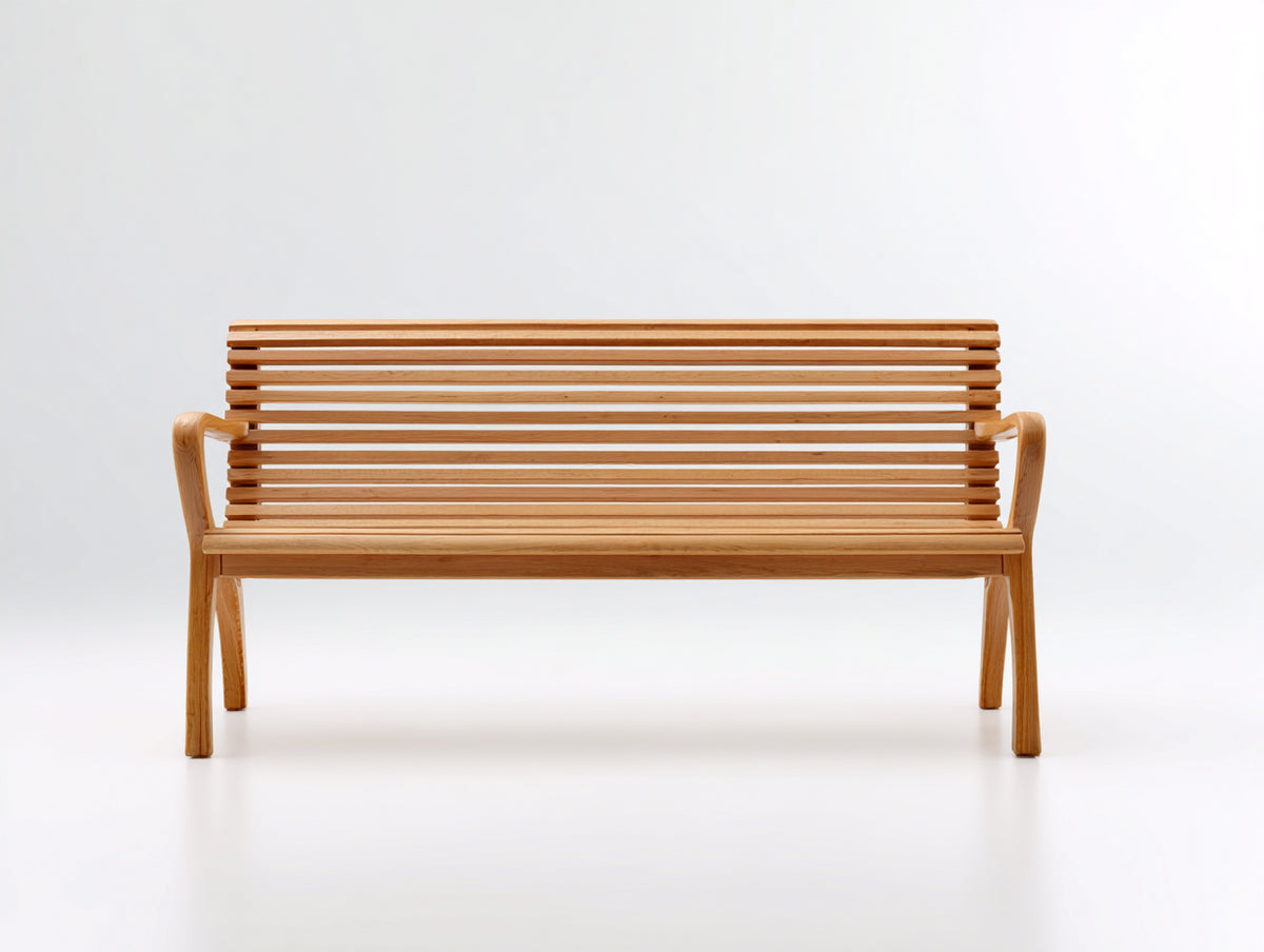 Banco de jardín de madera 150x62x86 cm - marrón natural - diseño con listones
