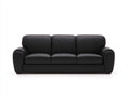 Sofás 3 plazas 218x86x84 cm - tapizado negro efecto cuero - diseño moderno