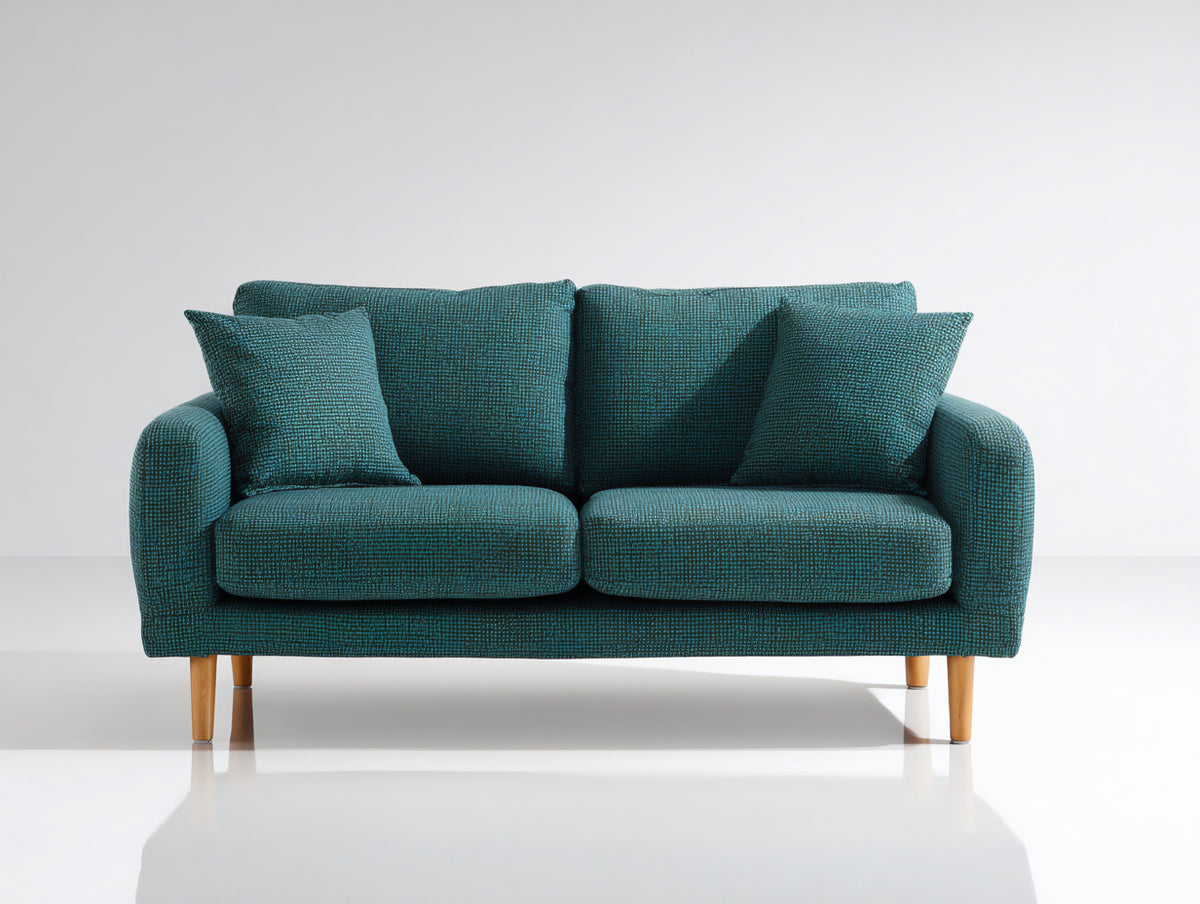 Sofás 2 plazas tela 170x90x86 cm - Azul petróleo - Diseño contemporáneo acogedor