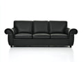 Sofás 3 plazas cuero sintético 210x88x86 cm - Negro - Diseño clásico acolchado