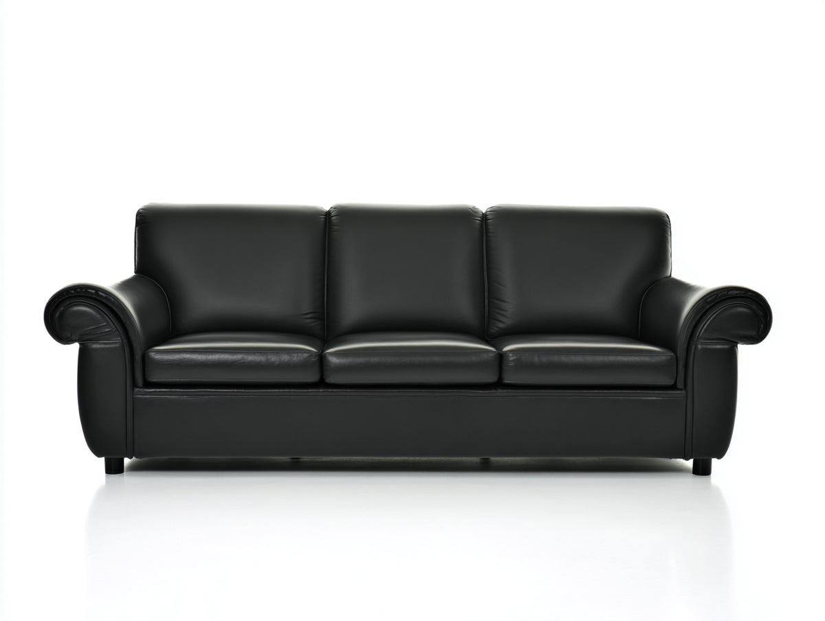 Sofás 3 plazas cuero sintético 210x88x86 cm - Negro - Diseño clásico acolchado