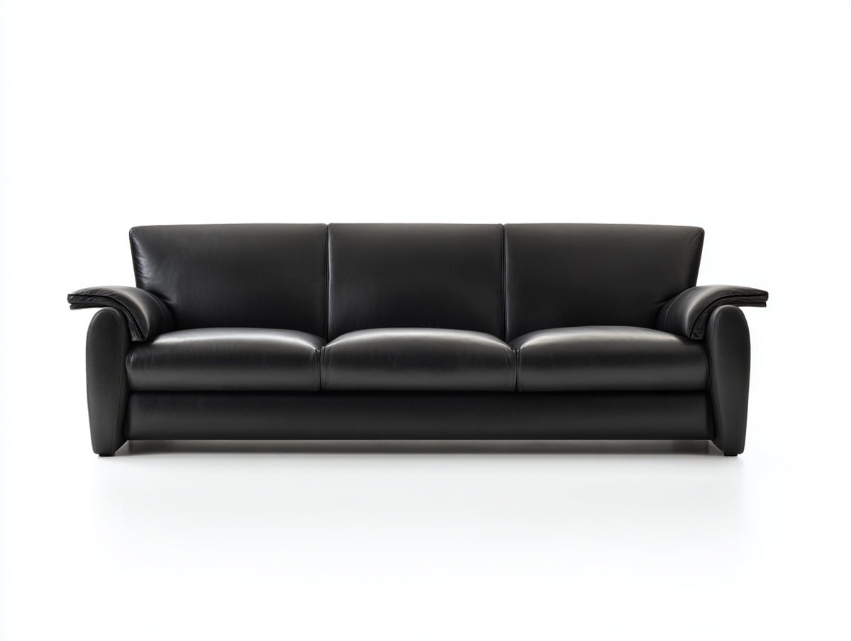 Sofás 3 plazas de cuero 218x90x83 cm - negro - diseño moderno para salón