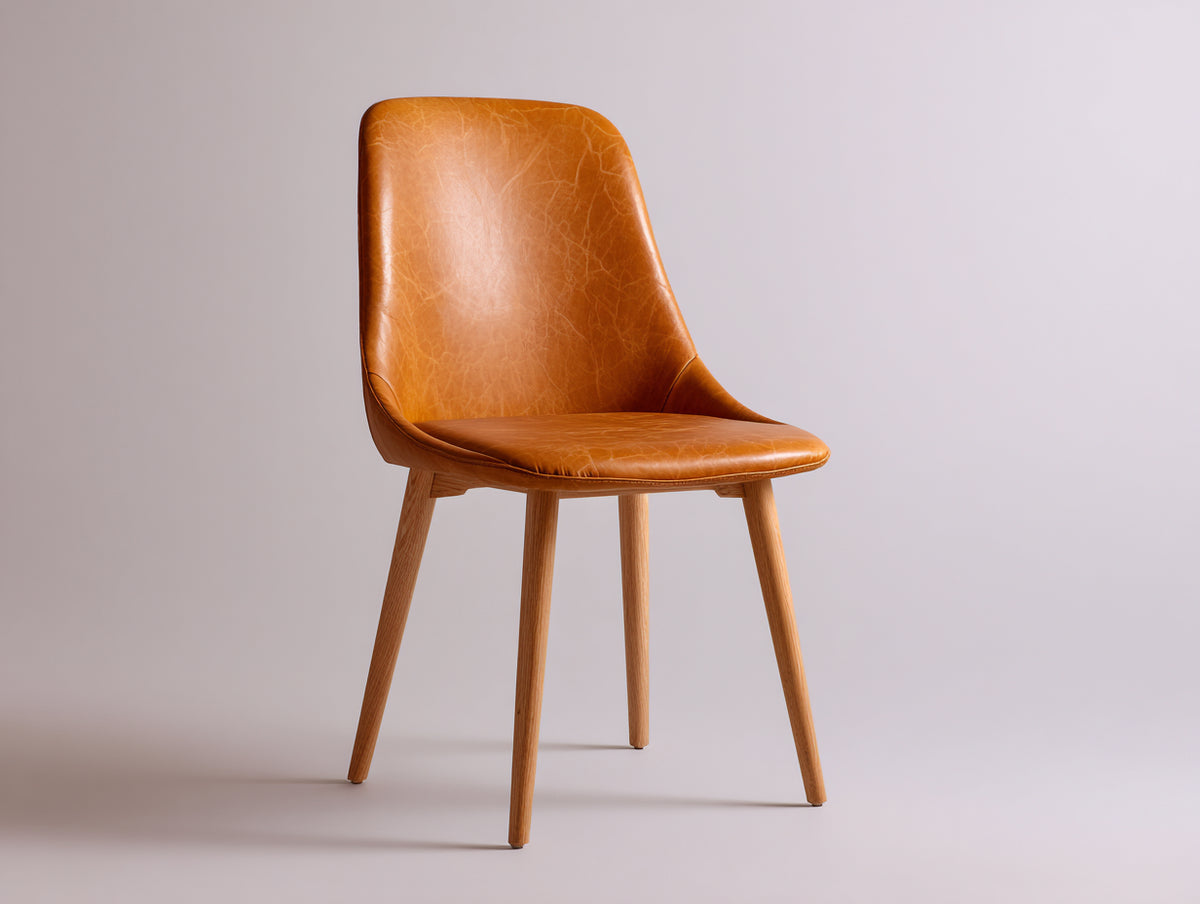 Sillas de comedor piel sintética 48x55x87 cm - marrón coñac - patas de madera