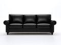 Sofás 3 plazas de cuero sintético 215x88x84 cm - color negro - diseño clásico para salón