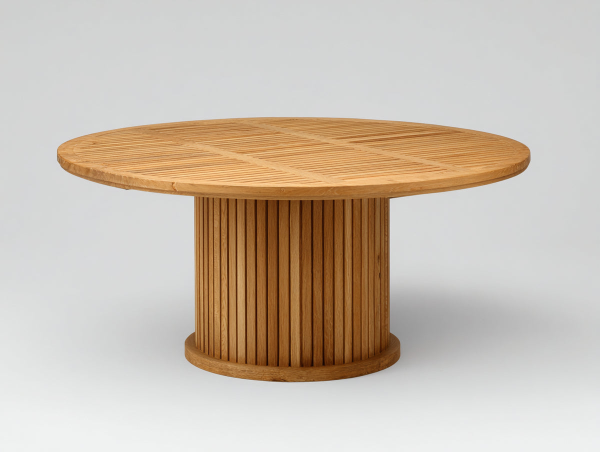 Mesas de jardín 130x130x75 cm - madera marrón claro para exterior - diseño redondo moderno