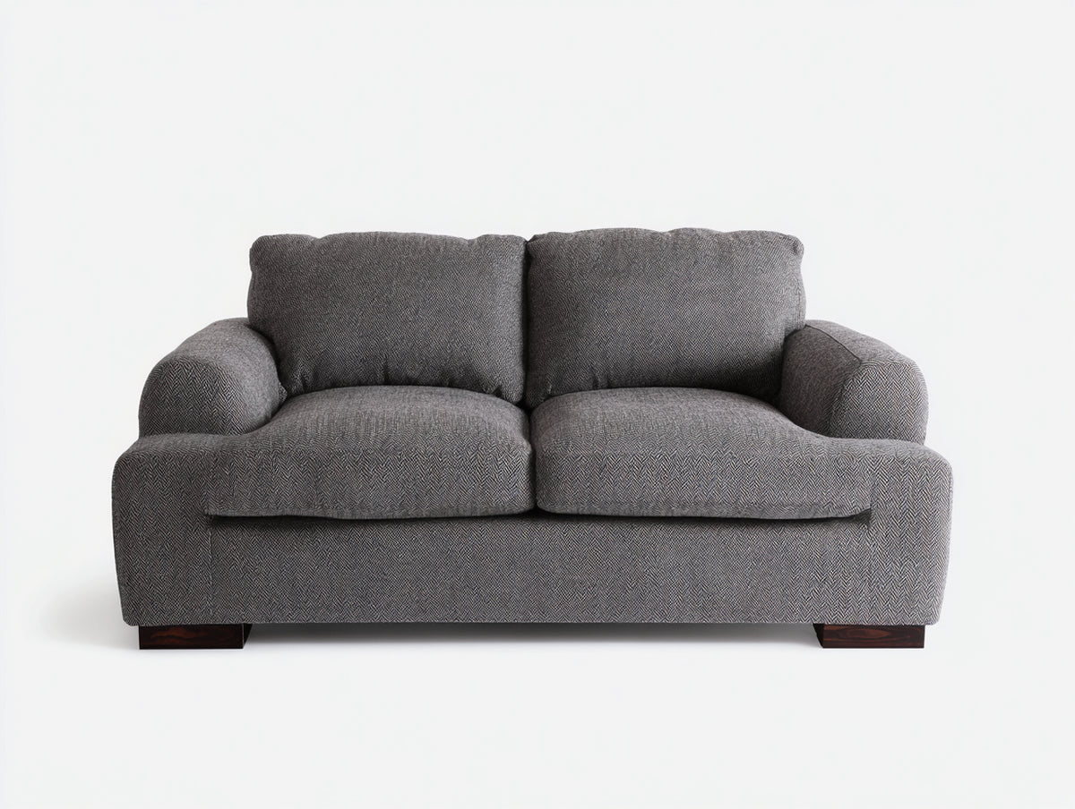 Sofás 2 plazas 168x86x83 cm - tapizado gris y base de madera - diseño moderno