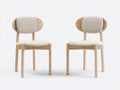 Sillas de comedor 52x55x78 cm - madera clara y tapizado beige - diseño nórdico