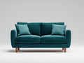Sofás 2 plazas 165x82x86 cm - tapizado azul petróleo y patas de madera - diseño moderno