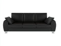 Sofás 3 plazas de cuero sintético 210x88x82 cm - negro - diseño moderno para salón