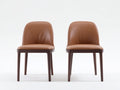 Sillas de comedor juego de 2 piel sintética 47x54x83 cm - marrón caramelo - patas de madera oscura