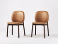 Sillas de comedor cuero sintético y madera 52x58x82 cm - Camel-Marrón oscuro - Estilo contemporáneo elegante