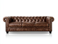 Sofás 3 plazas cuero sintético 225x92x84 cm - Marrón vintage - Estilo Chesterfield clásico