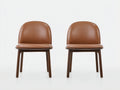 Sillas de comedor tapizadas en cuero 54x56x80 cm - marrón - set de 2 estilo moderno