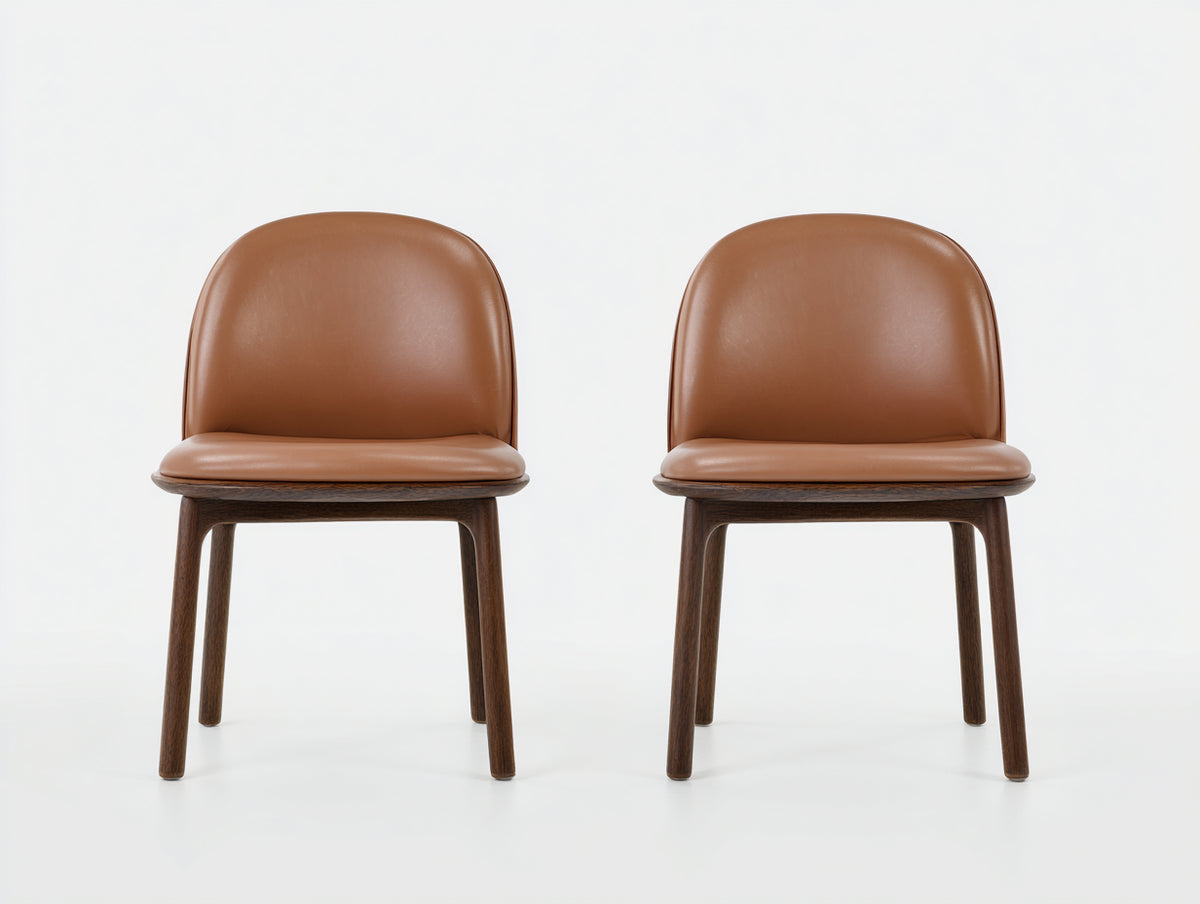 Sillas de comedor tapizadas en cuero 54x56x80 cm - marrón - set de 2 estilo moderno
