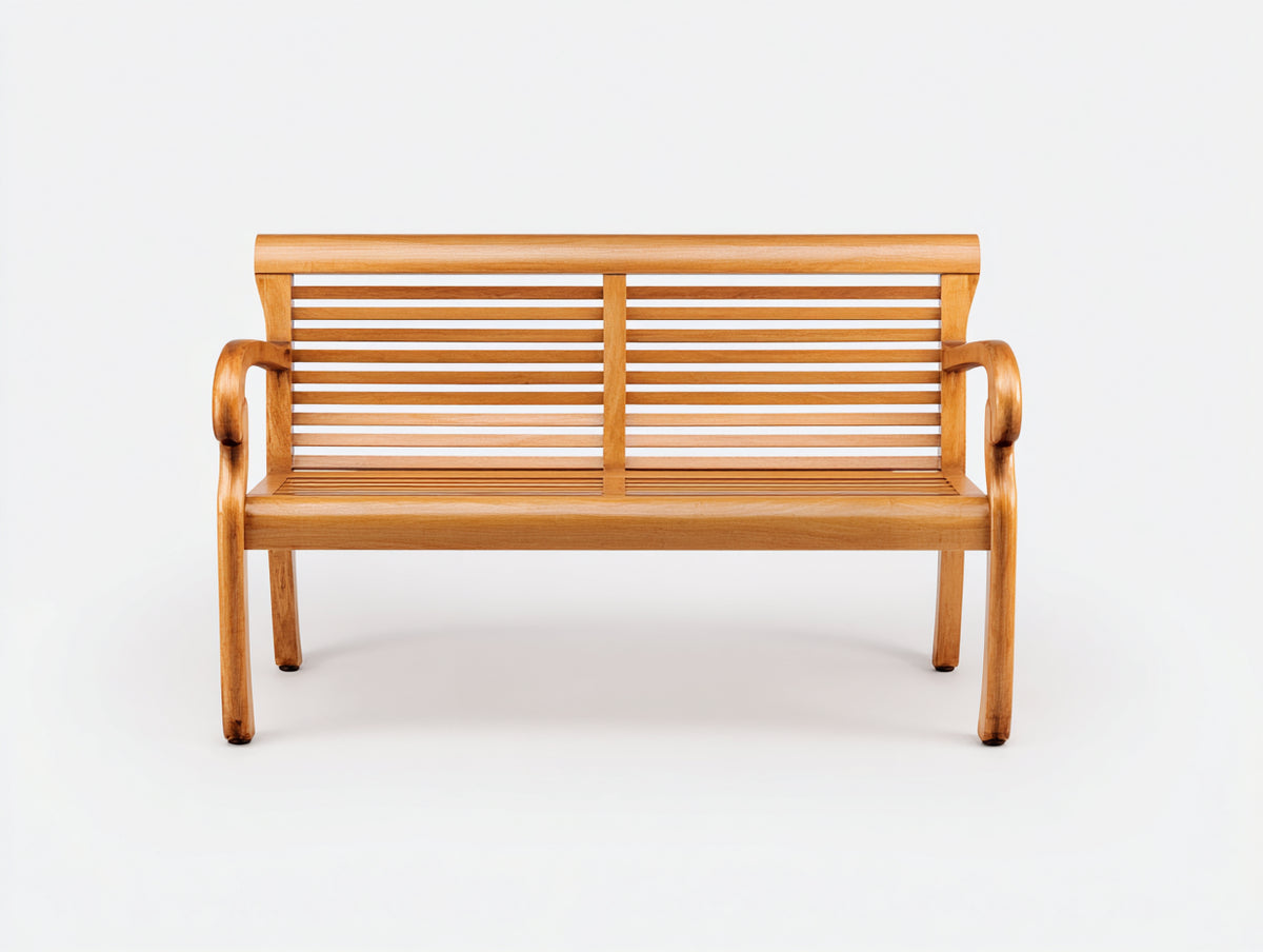 Bancos de jardín madera natural 126x58x88 cm - marrón claro - respaldo de listones