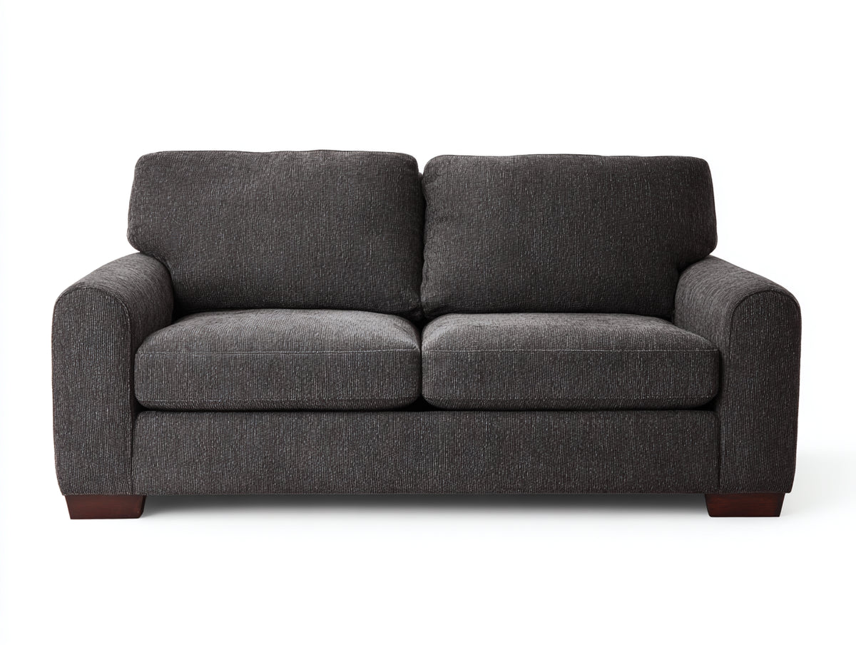 Sofás 2 plazas de tela gris oscuro 165x86x82 cm - patas de madera - diseño moderno para salón