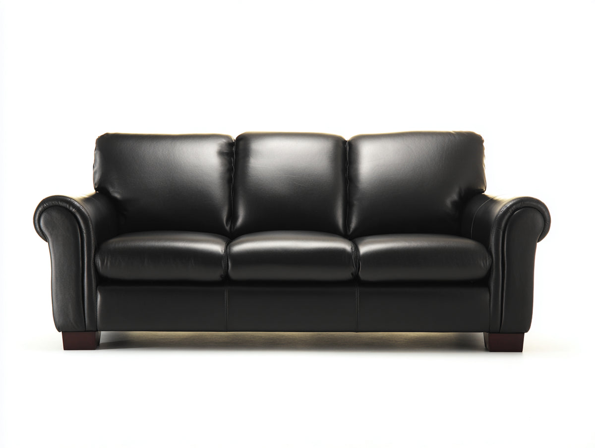 Sofás 3 plazas cuero sintético 218x90x87 cm - Negro - Estilo clásico elegante