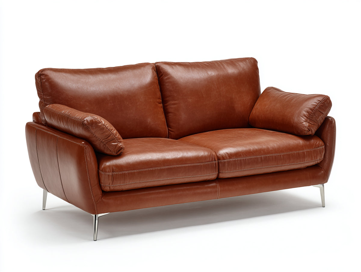 Sofás 2 plazas de cuero 180x92x83 cm - marrón - diseño moderno para salón