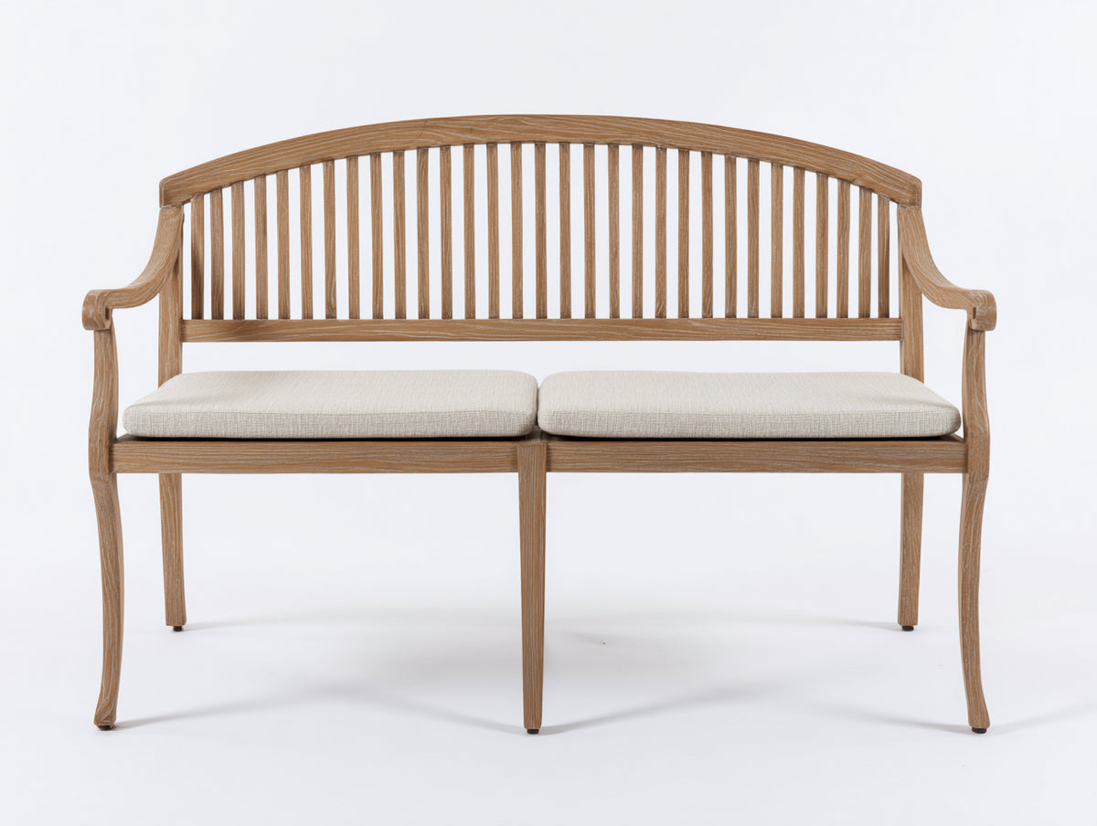 Bancos de jardín madera con cojines 145x64x92 cm - Marrón claro-Gris claro - Estilo elegante para exterior