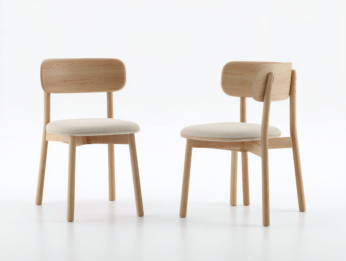 Sillas de comedor juego de 2 madera natural 49x53x79 cm - beige - asiento tapizado