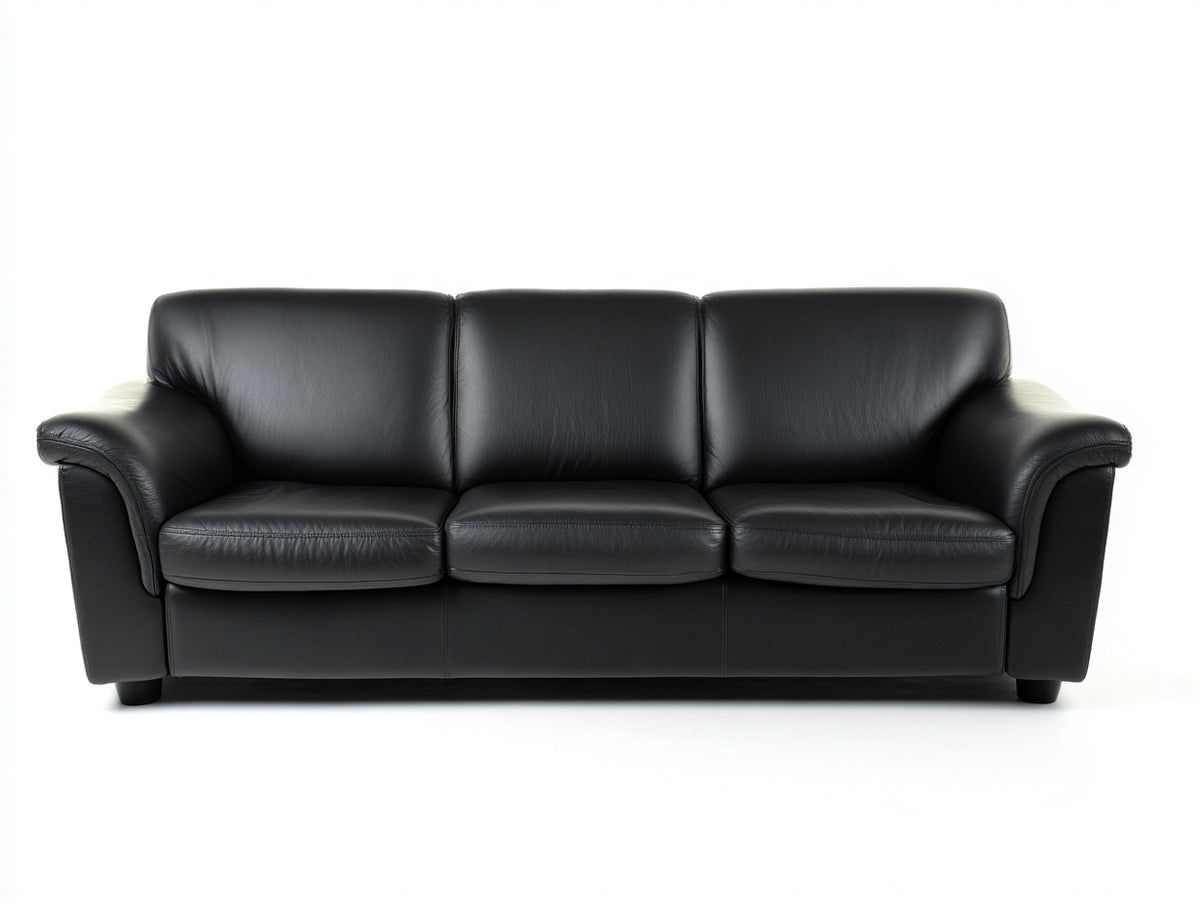 Sofás 3 plazas cuero sintético 215x92x88 cm - Negro - Estilo elegante contemporáneo