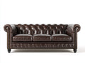 Sofás 3 plazas de piel sintética 225x92x78 cm - marrón oscuro - estilo Chesterfield para salón
