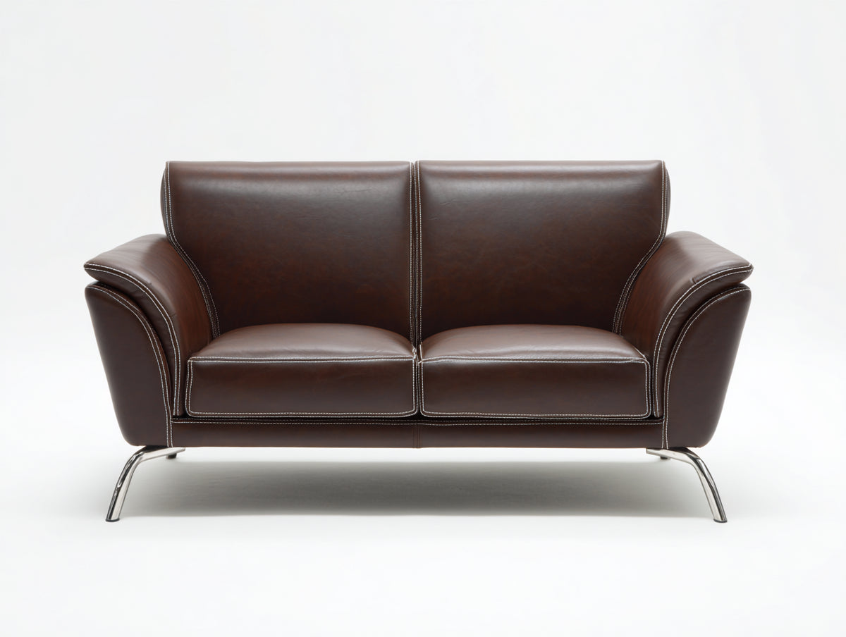 Sofás 2 plazas de cuero 172x88x82 cm - marrón - diseño moderno para salón