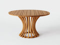 Mesas de jardín redonda madera natural 128x128x76 cm - marrón claro - base curvada