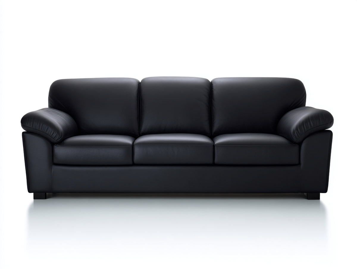 Sofás 3 plazas de piel sintética 210x88x82 cm - negro - diseño moderno para salón