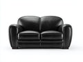 Sofás 2 plazas 158x84x82 cm - tapizado negro efecto cuero - diseño clásico