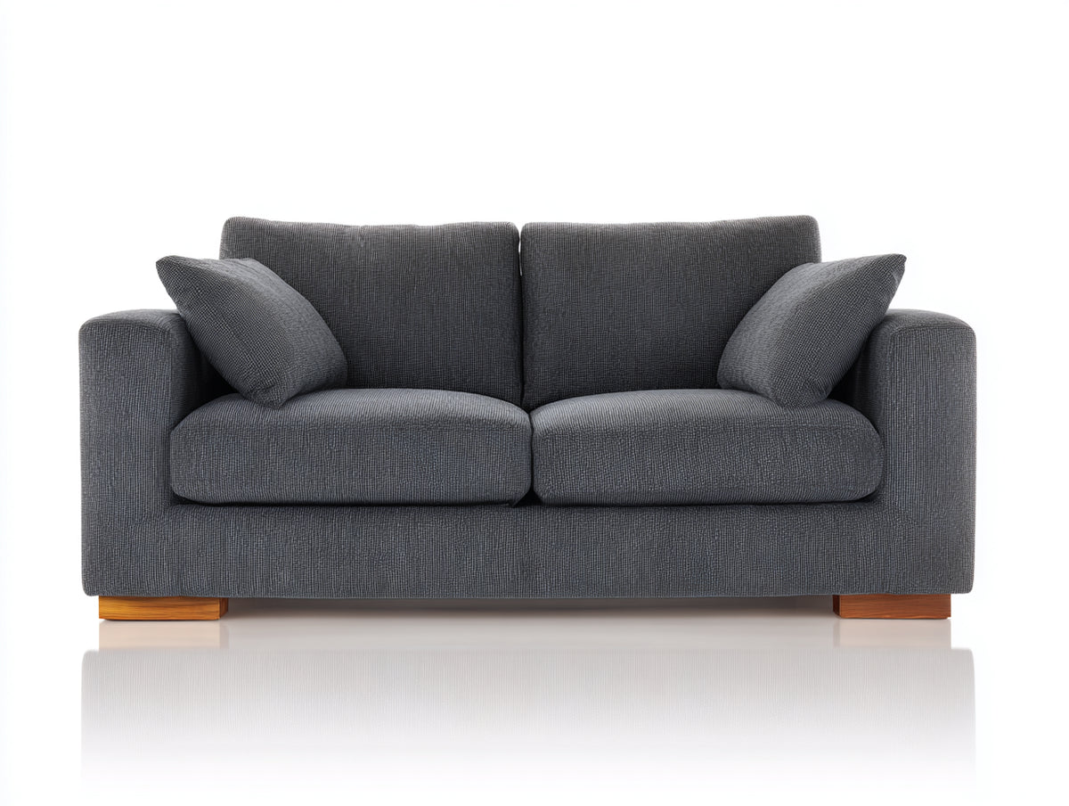 Sofás 2 plazas 170x85x84 cm - tapizado gris y patas de madera - diseño moderno
