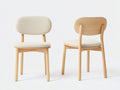 Sillas de comedor de 2 unidades en madera natural y tela beige 50x55x82 cm - diseño nórdico para comedor