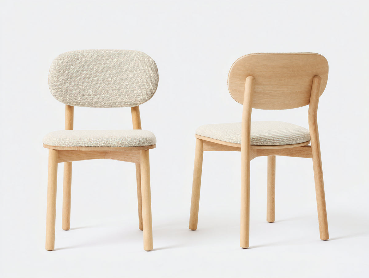 Sillas de comedor de 2 unidades en madera natural y tela beige 50x55x82 cm - diseño nórdico para comedor