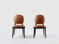 Sillas de comedor de 2 unidades en cuero sintético 48x54x86 cm - color marrón - diseño clásico para comedor
