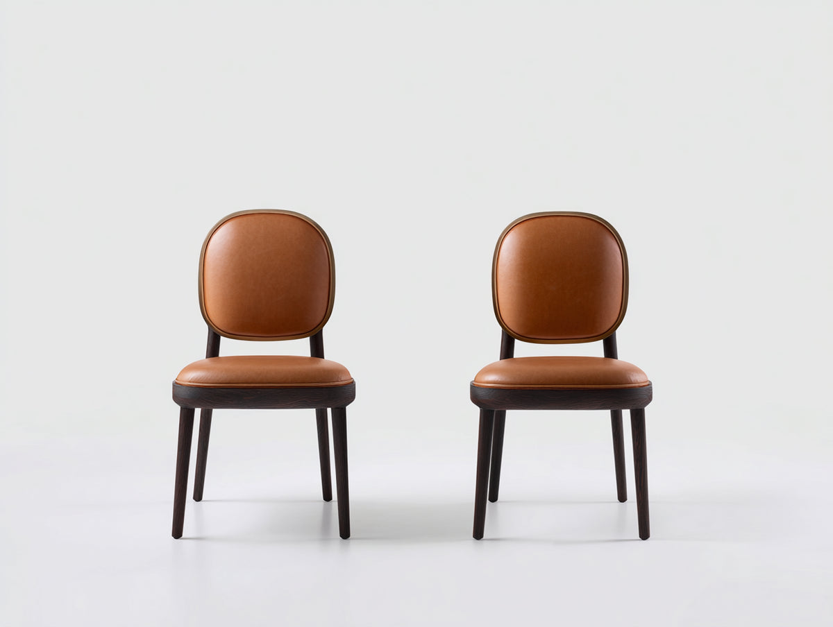 Sillas de comedor de 2 unidades en cuero sintético 48x54x86 cm - color marrón - diseño clásico para comedor